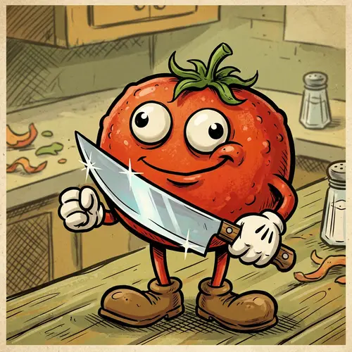 Quirky Cartoon Tomato Character Art