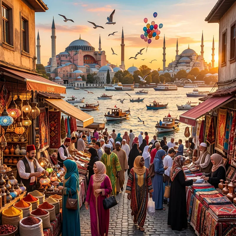 Cultural Diversity in Istanbul Marketplace Scene | Landmarks View