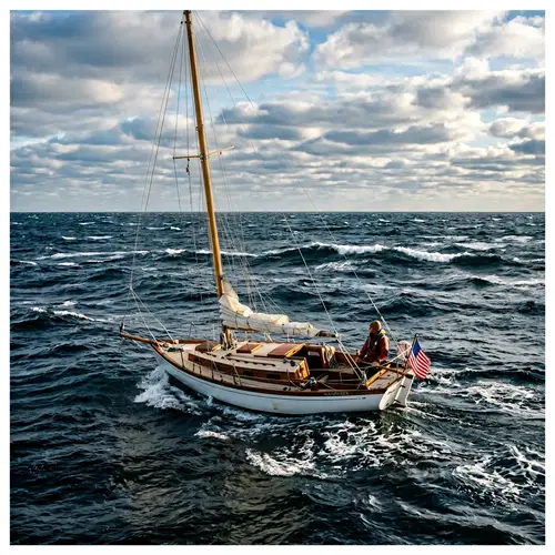 Drifting Sailboat in the Ocean