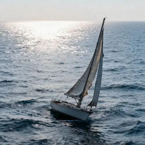 Drifting Sailboat in the Ocean