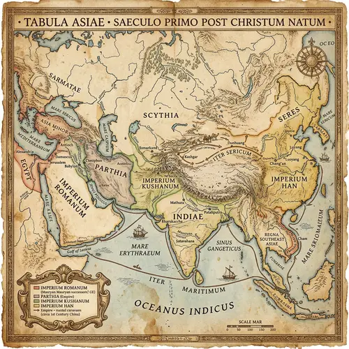 Historical Map of Asia: First Century Political Geography