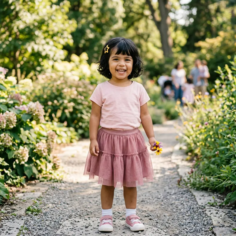 Adorable Three-Year-Old Hispanic Girl in Pink Outfit with Star Hair Clip