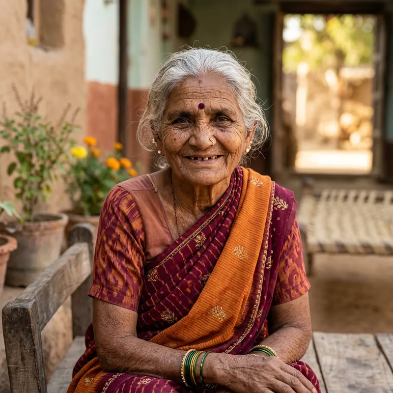 AI Generated Face of an Old Indian Woman