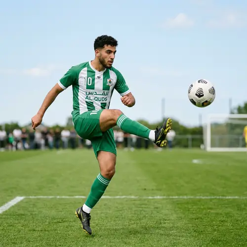 Middle-Eastern Male Soccer Player Kicking Football | Soccer Field