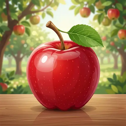 Ripe Red Apple Vector Image - Fresh & Glossy Art