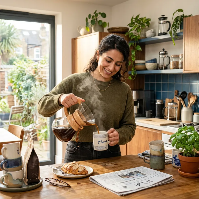 Woman Pouring Herself a Coffee | Enjoy a Fresh Morning Brew