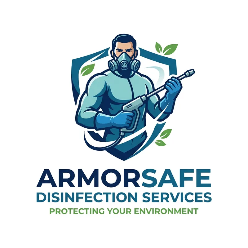 Muscular Disinfection Expert Logo | Protective & Clean Design Muscular Disinfection Expert Logo | Protective & Clean Design