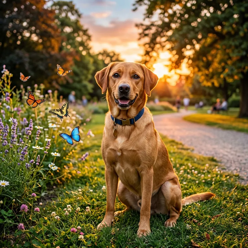 Healthy Medium-Sized Dog in Park - Labrador & Retriever Mix