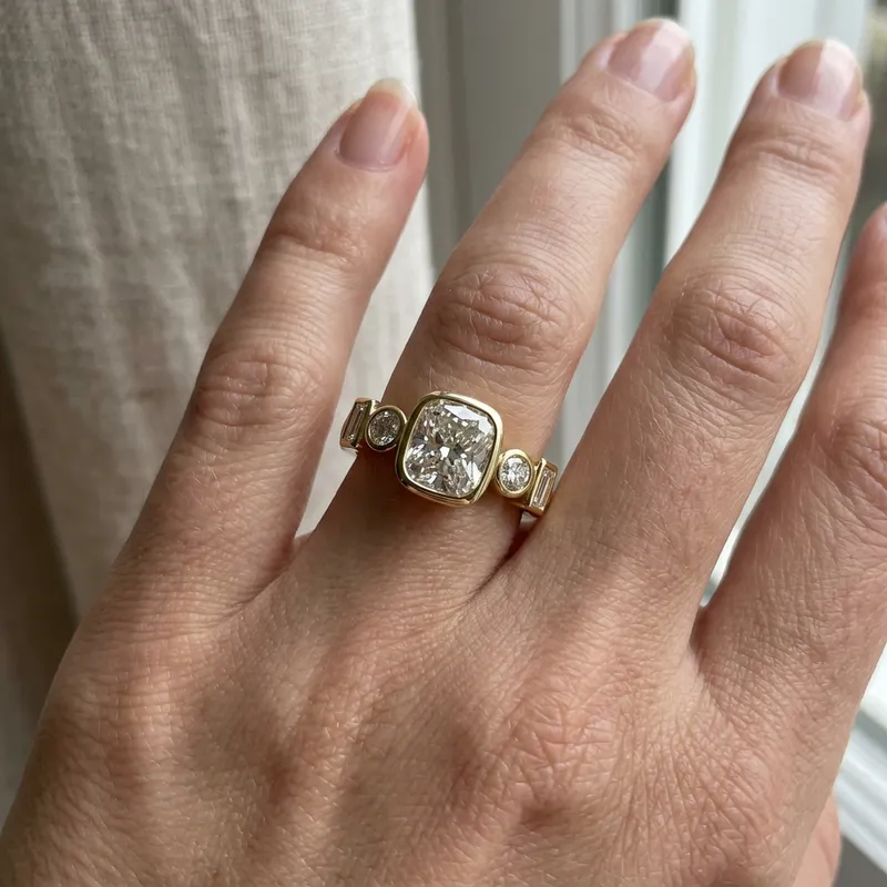 Elegant Yellow Gold Diamond Bezel Ring