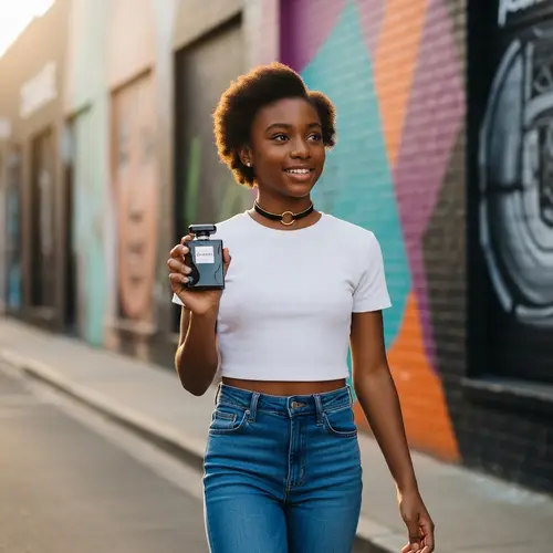 Stylish Black Girl with Chanel Perfume