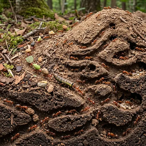Bustling Ant Colony: Energetic Work Scene - Intriguing Ant Behavior