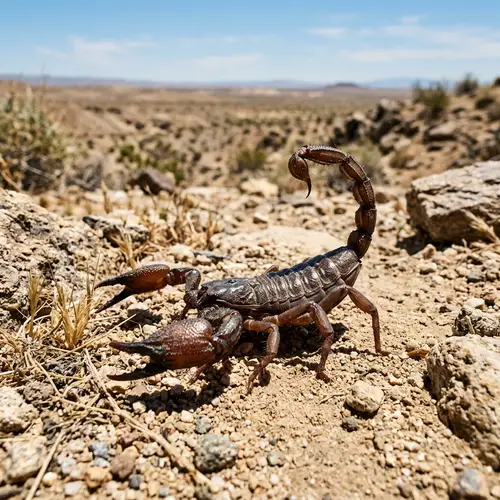 Detailed Scorpion in Desert Landscape - Arachnid Wilderness Encounter