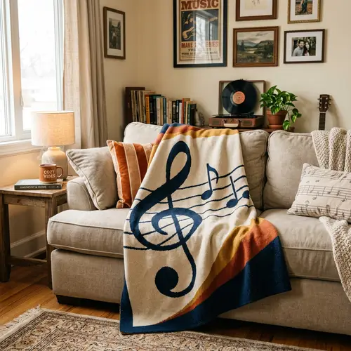 Warm Music Note Blanket for Cozy Sofas | Home Decor
