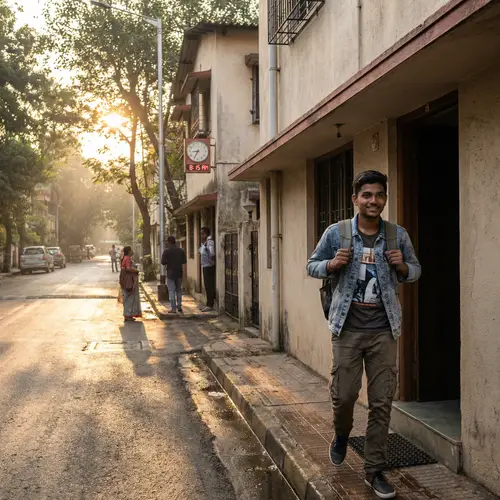 Saturday Morning South Asian Student Heading to Classes