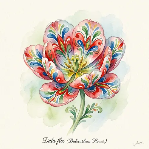Dala Flower Botanical Illustration in Watercolors