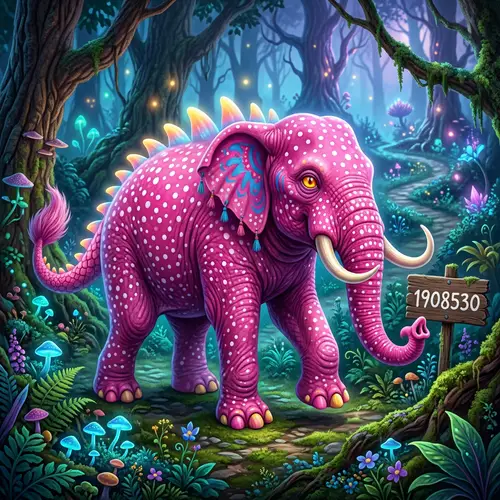 Dot Pink Elephant Monster Art