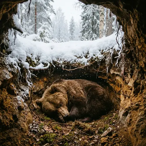 Bear Hibernating Underground: Nature's Peaceful Retreat