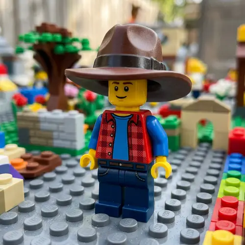Lego Minifigure with Checked Shirt & Indiana Jones Hat