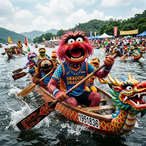 Muppet Animal with Dragonboat Paddle