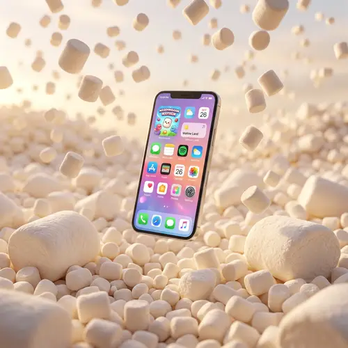 Virtual Smartphone in Whimsical Marshmallow Environment