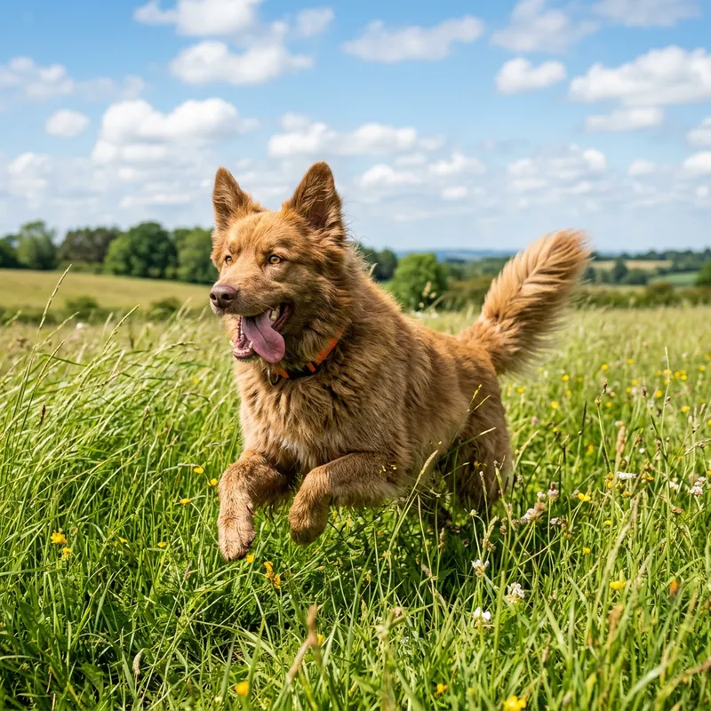 Adult Dog Playing in Tall Grass | Outdoor Fun Scene