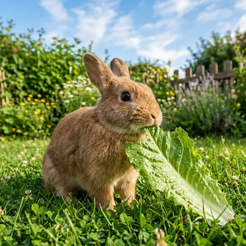 Healthy Bunny Enjoying Fresh Lettuce Delight