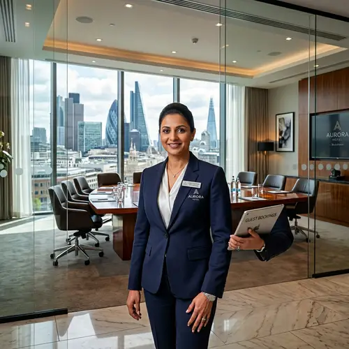 Professional Hotel Manager in Modern Setting | Luxury Meeting Room