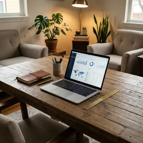 Modern Workspace with Organized Desk and Laptop for Productivity