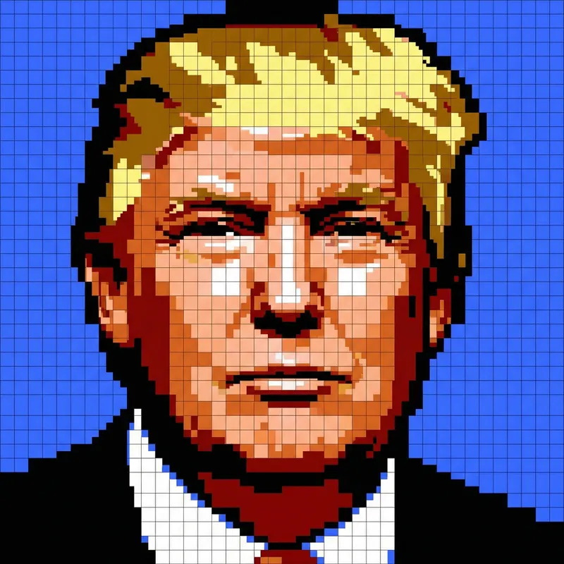 Pixelated Digital Image of Donald Trump