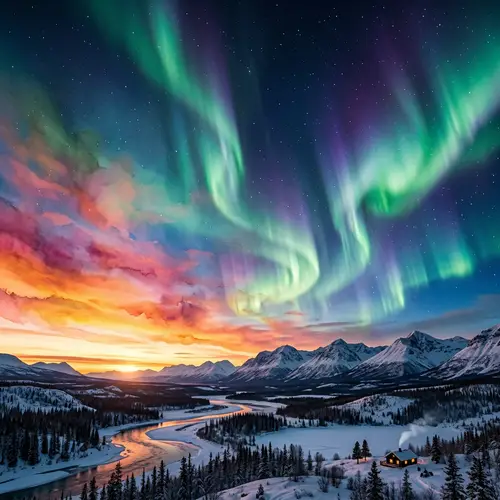 Sunset and Northern Lights: A Breathtaking Fusion