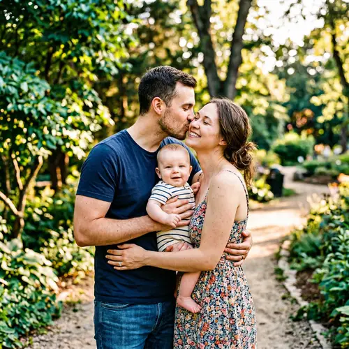Sweet Family Moment: Kissing with Our New Baby