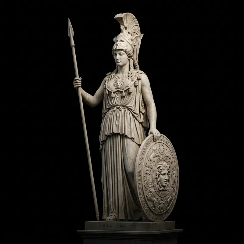 Greek Goddess Athena Statue Wallpaper in Black Background