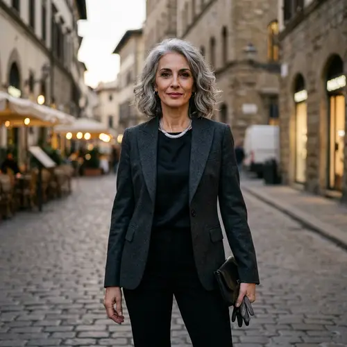 Elegant Woman with Gray Hair | Strong & Confident Aura