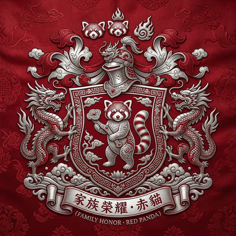 Noble Family Crest: Red Panda & Chinese Designs