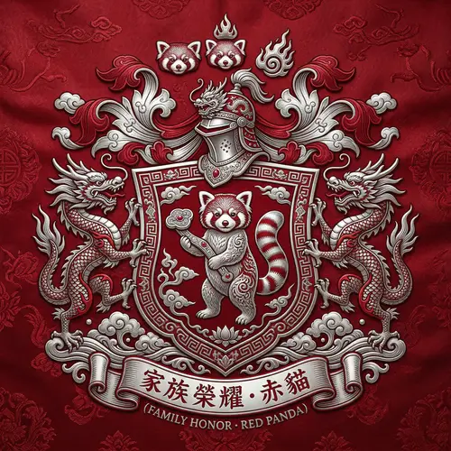 Noble Family Crest: Red Panda & Chinese Designs