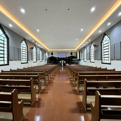 Modern Church Interiors with Gray and White Design