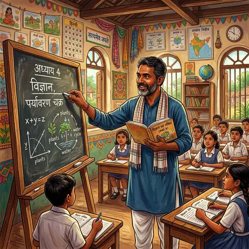 South Asian Male Teacher Explaining Lessons in Traditional Classroom