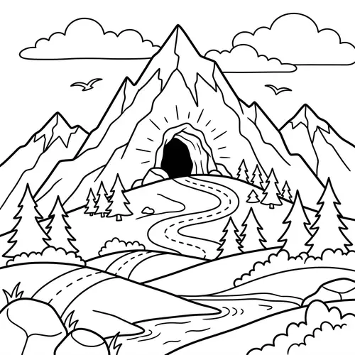 Mountain Coloring Page for 10 Year Olds