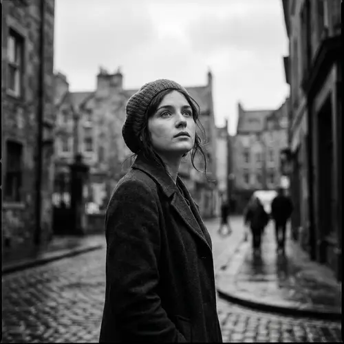 Timeless Candid Street Photography: Contemplative Young Woman
