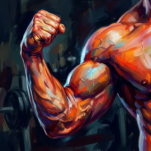 Dynamic Muscle Strength Painting - Vibrant Fitness Inspiration