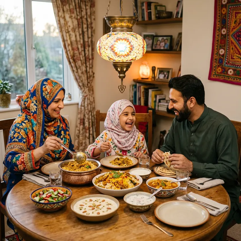Joyful Family Mealtime with Traditional South Asian Cuisine