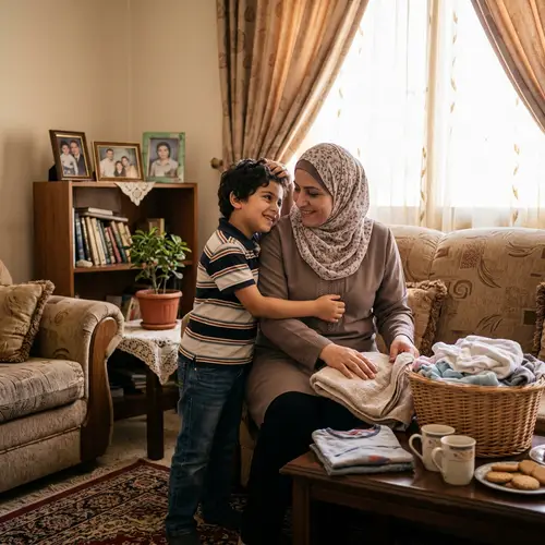 Heartwarming Bond Between Mother and Son in Middle-Eastern Home