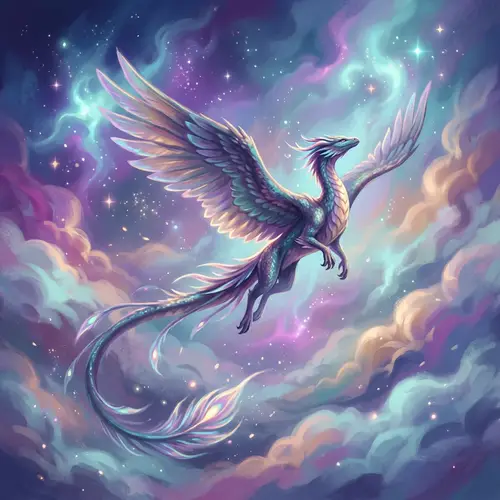 Mystical Creature in Dreamlike Flight | Digital Art