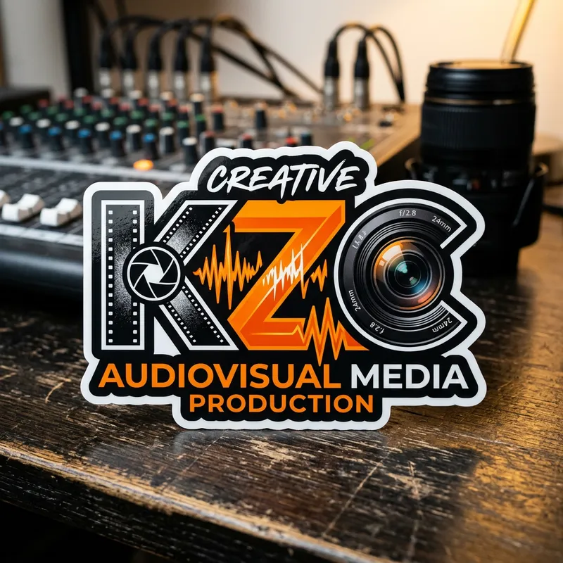 Custom K Z C Logo Stickers with Audiovisual Elements Custom K Z C Logo Stickers with Audiovisual Elements