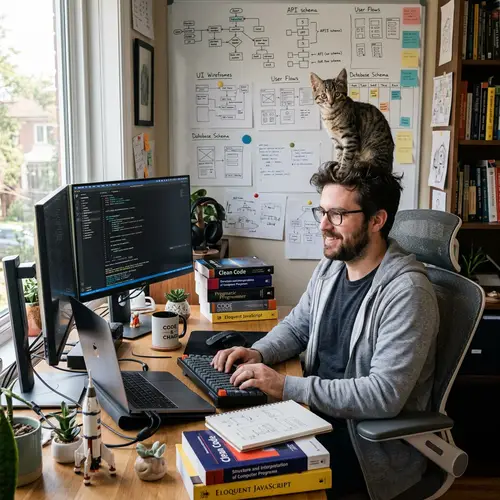 Instagram Creator with a Cat on Head: Fun Tech Vibes