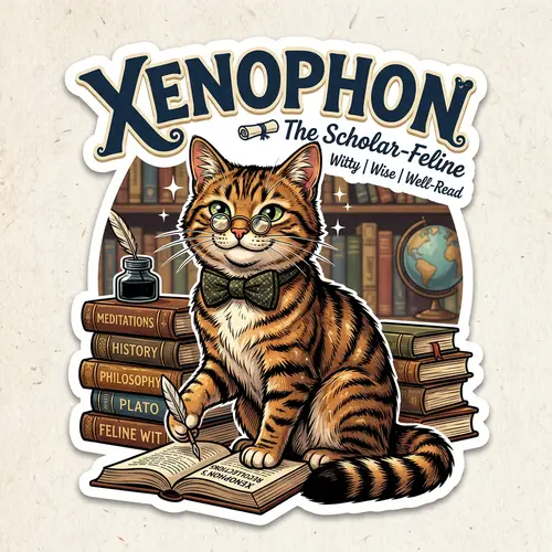 Billcates: Unique & Witty Comic-Style Sticker of a Smart Cat