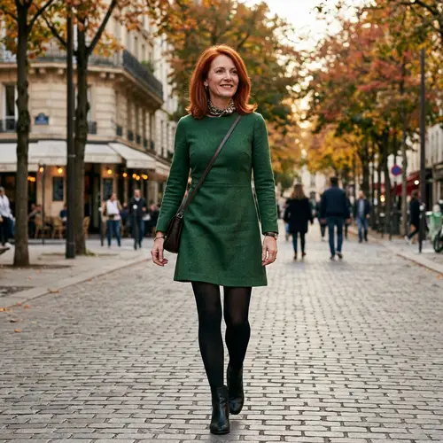 Stylish Redhead Woman in Minidress at 45