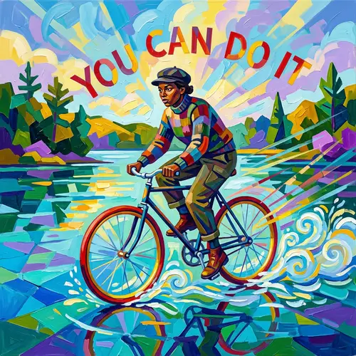 Adventure Sports Photography: Bicycle Stunt on Calm Lake