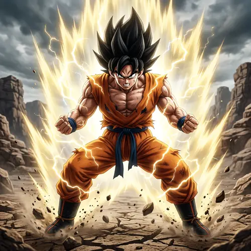 Furious Warrior Charging Up Powers in Martial Arts Outfit