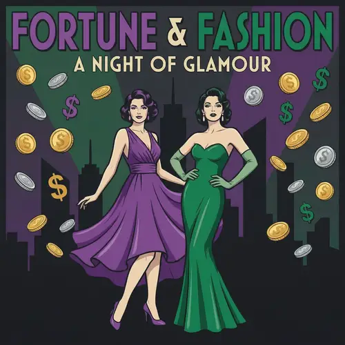 Vibrant Poster of Two Stylish Girls in Dresses